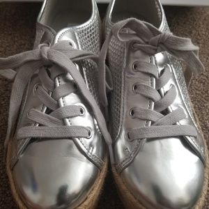 Silver lace up shoes